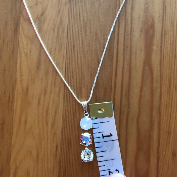 White Opal + Aurora Borealis Crystal Drop Necklace - Picture 3 of 5